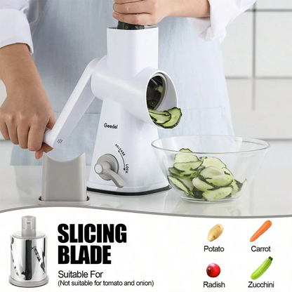 Geedel Rotary Cheese Grater | Mandoline Vegetable Slicer with 3 Detachable Drum Blades, Dishwasher Safe