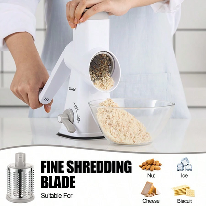 Geedel Rotary Cheese Grater | Mandoline Vegetable Slicer with 3 Detachable Drum Blades, Dishwasher Safe