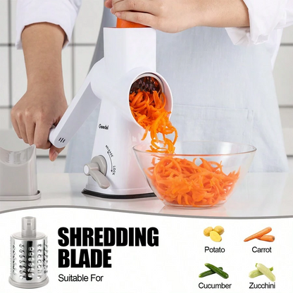 Geedel Rotary Cheese Grater | Mandoline Vegetable Slicer with 3 Detachable Drum Blades, Dishwasher Safe