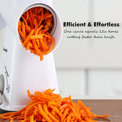 Geedel Rotary Cheese Grater | Mandoline Vegetable Slicer with 3 Detachable Drum Blades, Dishwasher Safe