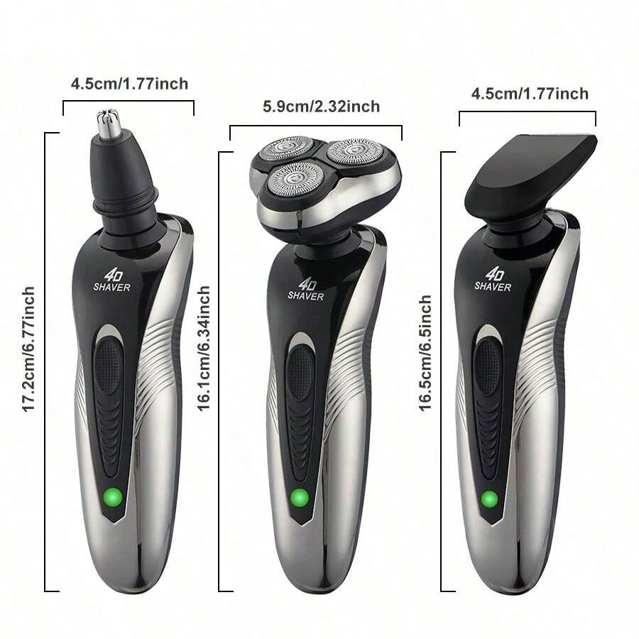 Rotary Electric Shaver | USB Rechargeable Multi-Functional Beard & Nose Hair Trimmer for Men