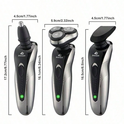 Rotary Electric Shaver | USB Rechargeable Multi-Functional Beard & Nose Hair Trimmer for Men