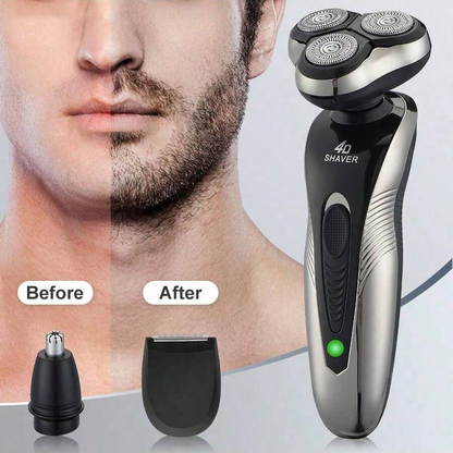 Rotary Electric Shaver | USB Rechargeable Multi-Functional Beard & Nose Hair Trimmer for Men