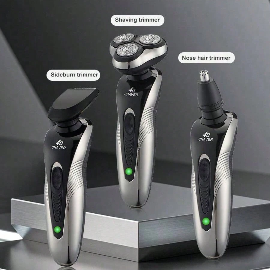 Rotary Electric Shaver | USB Rechargeable Multi-Functional Beard & Nose Hair Trimmer for Men