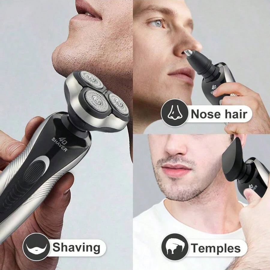 Rotary Electric Shaver | USB Rechargeable Multi-Functional Beard & Nose Hair Trimmer for Men