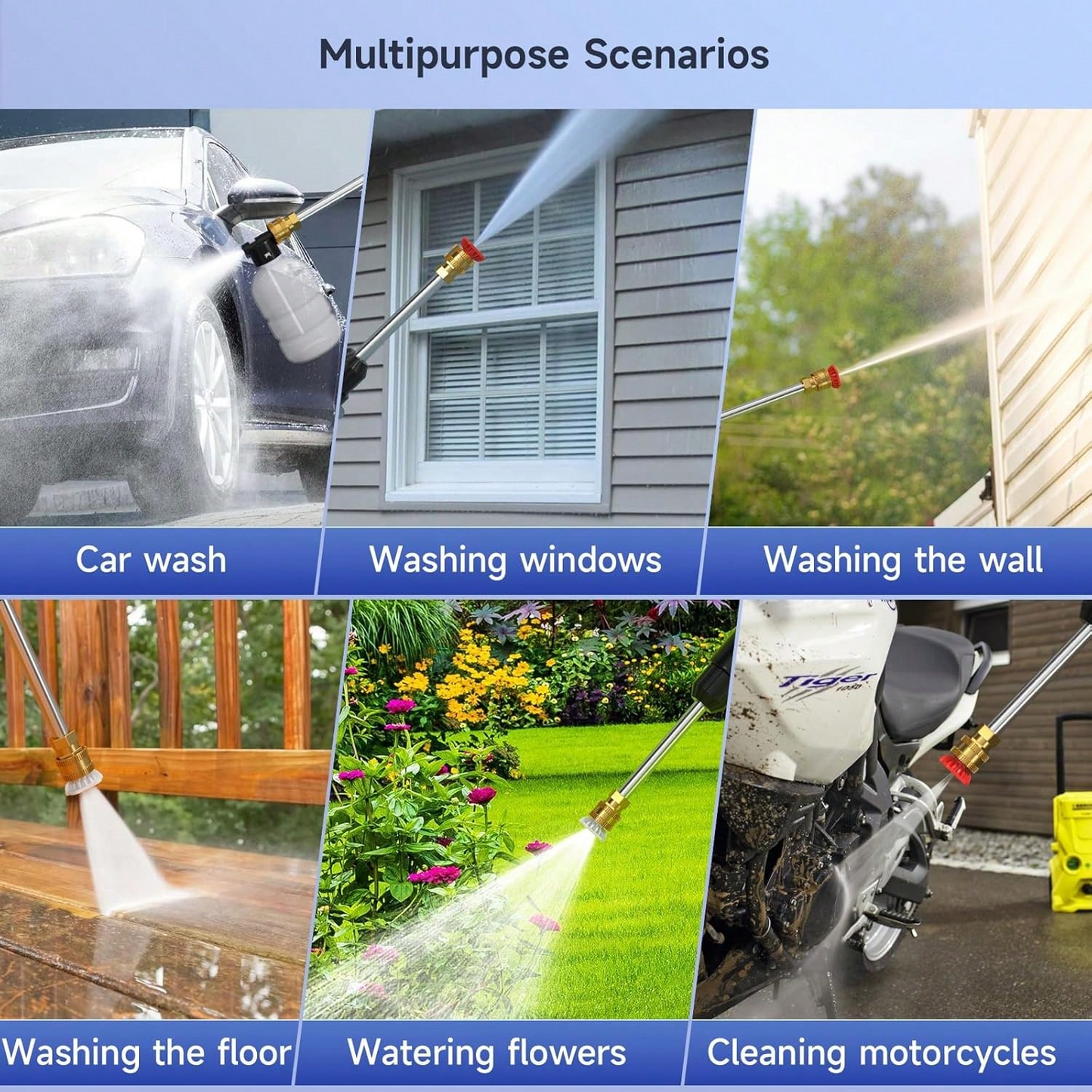 VIELSPU Power Blaster Plus | Cordless Portable High Pressure Spray Gun, Electric Car Washer Cleaner with Hose