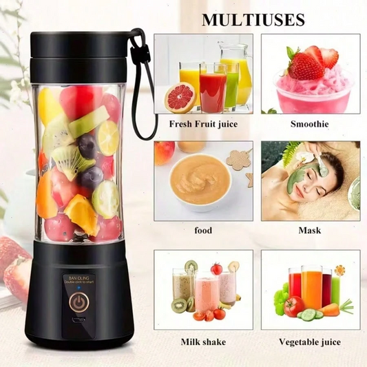 Cordless Mini USB Rechargeable Blender | 380ml Portable Juice Cup with 6 Stainless Steel Blades