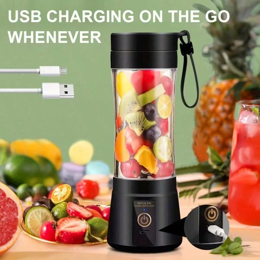 Cordless Mini USB Rechargeable Blender | 380ml Portable Juice Cup with 6 Stainless Steel Blades