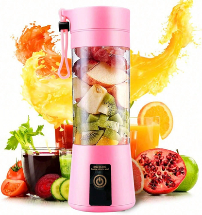 Cordless Mini USB Rechargeable Blender | 380ml Portable Juice Cup with 6 Stainless Steel Blades