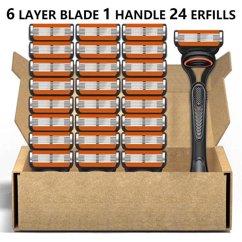 Men’s Razor Blade Cartridge Set, 48/24 Blades with Razor Handle