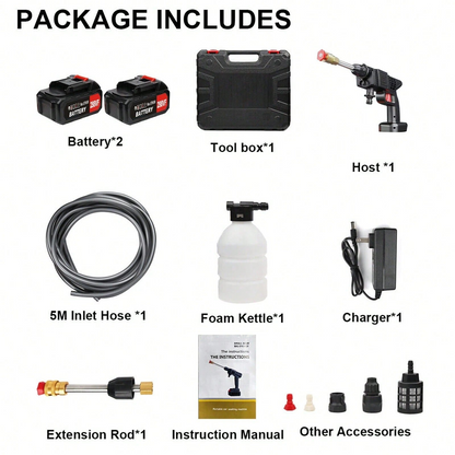 Battery‑Powered High Pressure Spray Gun, Cordless Portable Power Washer for Car, Yard & Outdoor Cleaning