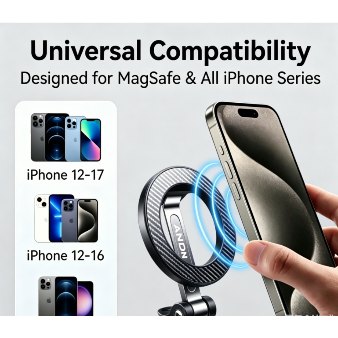 ANDERY MagSafe-Dedicated Car Phone Mount [Ultra-Strong Suction]