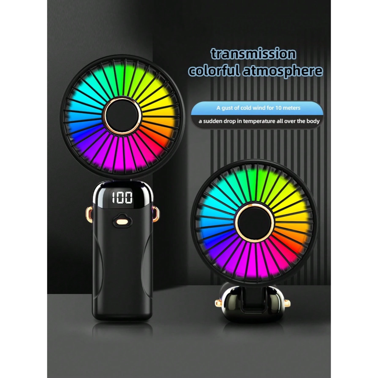 2026 Upgrade Edition Fan | 1200mAh USB Charging, LED Digital Screen, 6 Speed Modes, 90° Adjustable Angle