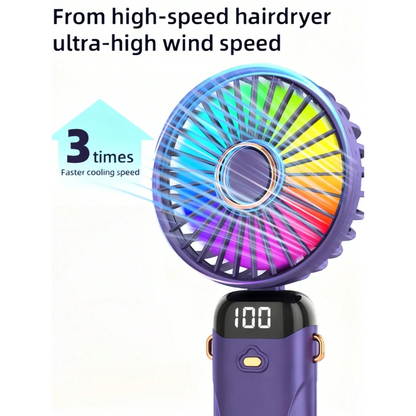 2026 Upgrade Edition Fan | 1200mAh USB Charging, LED Digital Screen, 6 Speed Modes, 90° Adjustable Angle