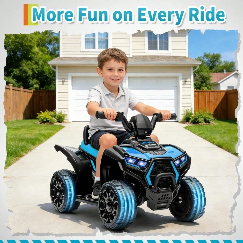 Soonbuy 6V Battery Powered Kids ATV | Toddler Electric 4 Wheeler Ride On Toy with Lights & Music, Up to 3.5mph