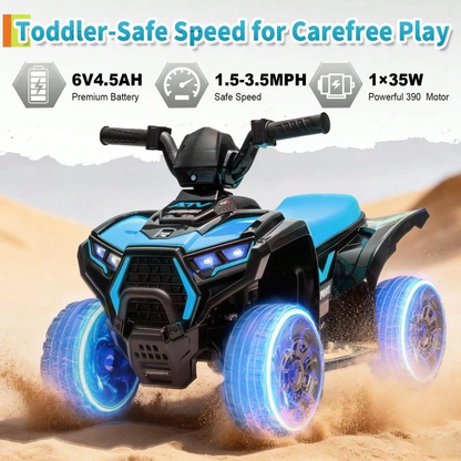 Soonbuy 6V Battery Powered Kids ATV | Toddler Electric 4 Wheeler Ride On Toy with Lights & Music, Up to 3.5mph