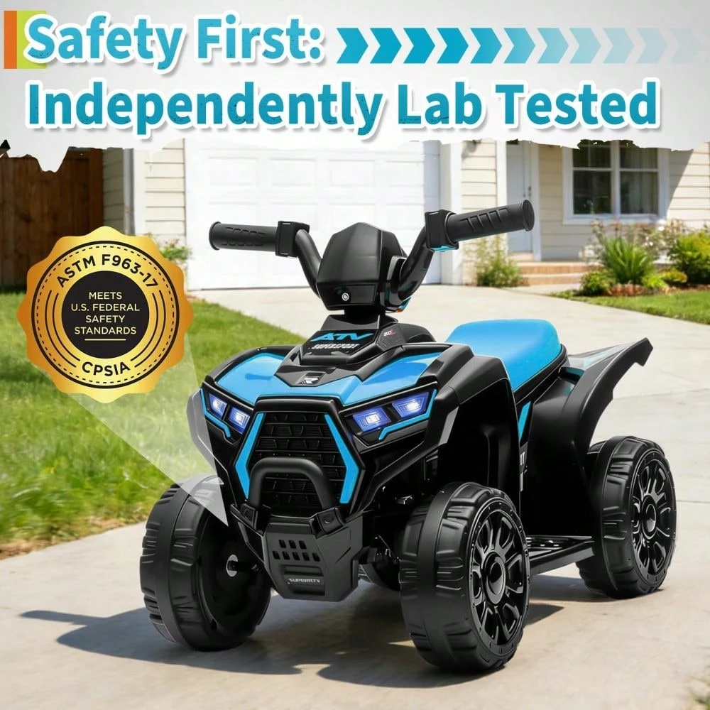 Soonbuy 6V Battery Powered Kids ATV | Toddler Electric 4 Wheeler Ride On Toy with Lights & Music, Up to 3.5mph
