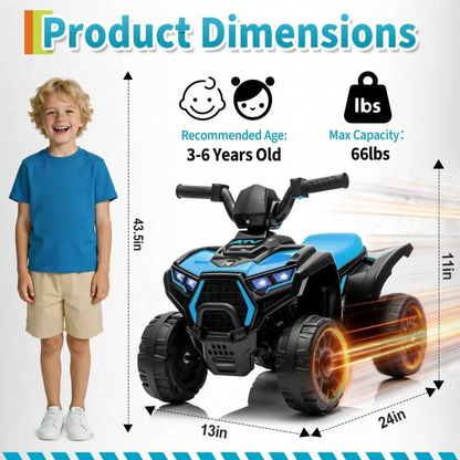 Soonbuy 6V Battery Powered Kids ATV | Toddler Electric 4 Wheeler Ride On Toy with Lights & Music, Up to 3.5mph