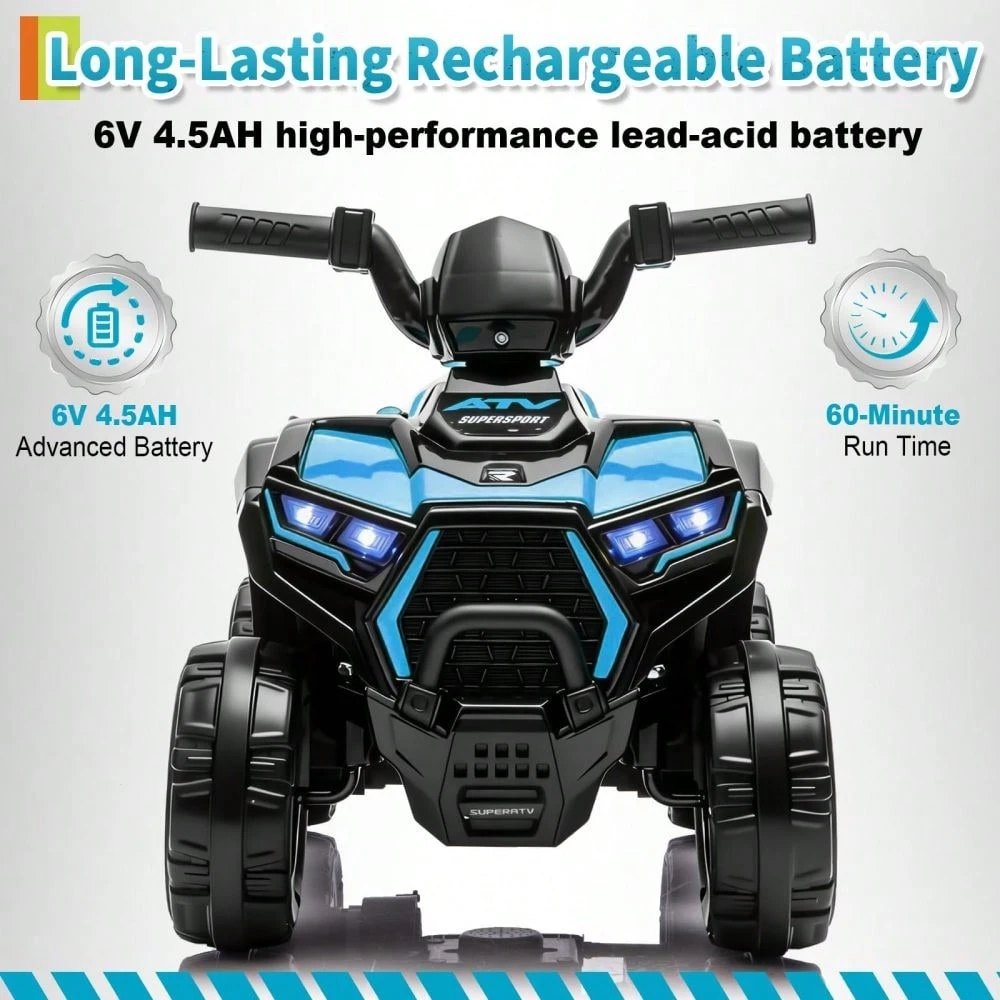 Soonbuy 6V Battery Powered Kids ATV | Toddler Electric 4 Wheeler Ride On Toy with Lights & Music, Up to 3.5mph
