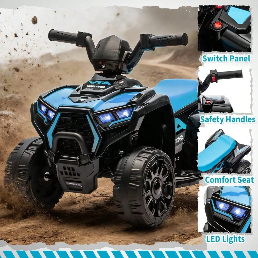 Soonbuy 6V Battery Powered Kids ATV | Toddler Electric 4 Wheeler Ride On Toy with Lights & Music, Up to 3.5mph