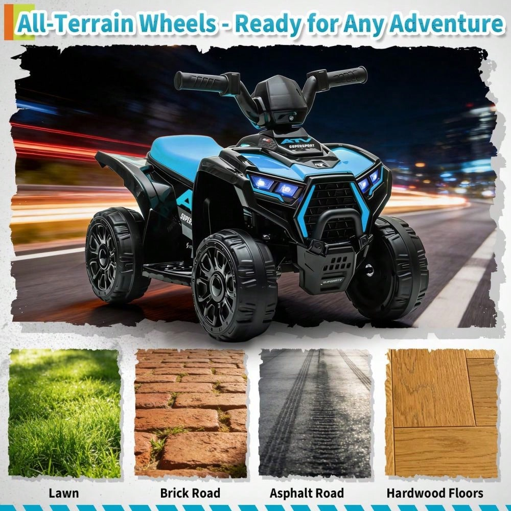Soonbuy 6V Battery Powered Kids ATV | Toddler Electric 4 Wheeler Ride On Toy with Lights & Music, Up to 3.5mph