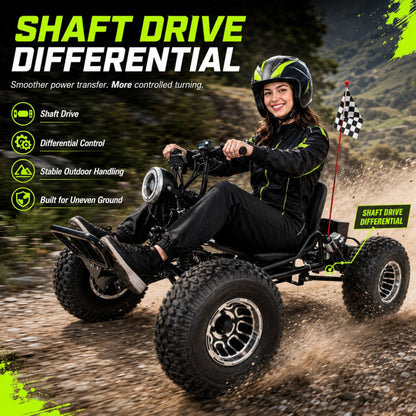 48V 20Ah Electric Off‑Road Go Kart｜Peak 4000W, 31 MPH, 30‑Mile Range for Adults Teens