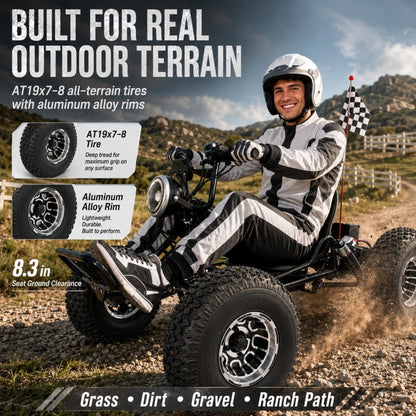 48V 20Ah Electric Off‑Road Go Kart｜Peak 4000W, 31 MPH, 30‑Mile Range for Adults Teens