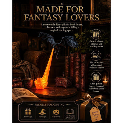 Dragon Bookshelf Hut | 3D Printed Spitfire Fantasy Ornament, Unique Gift for Book Lovers