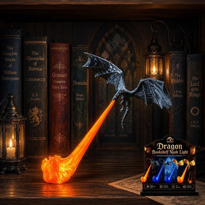 Dragon Bookshelf Hut | 3D Printed Spitfire Fantasy Ornament, Unique Gift for Book Lovers