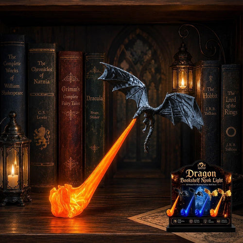 Dragon Bookshelf Hut | 3D Printed Spitfire Fantasy Ornament, Unique Gift for Book Lovers