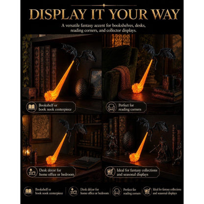 Dragon Bookshelf Hut | 3D Printed Spitfire Fantasy Ornament, Unique Gift for Book Lovers